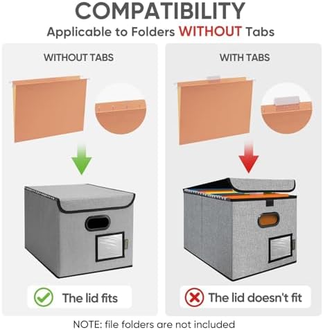 BALEINE File Organizer Box with Lid, Collapsible Hanging File Storage Box - Image 5