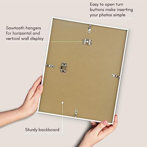 Americanflat 11x14 Picture Frame with Shatter-Resistant Glass - Use as 8x10 Frame with Mat or Display 11x14 Photo Without Mat - Streamline Collection - Thin Border Picture Frames for Wall - White - Image 5
