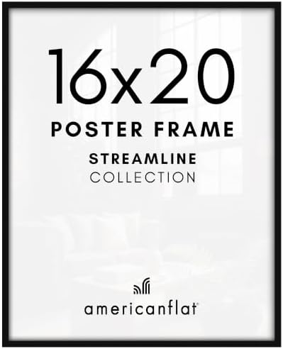 Americanflat 16x20 Picture Frame with Polished Plexiglass - Streamline Collection - Thin Border Picture Frame for Wall Display - Hanging Hardware Included - Black by Americanflat