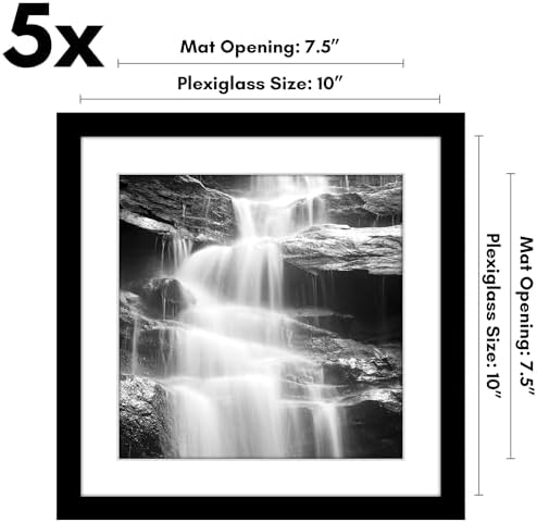 Americanflat 10x10 Picture Frame 5-Pack - Matted to 8x8 - Black - Image 2