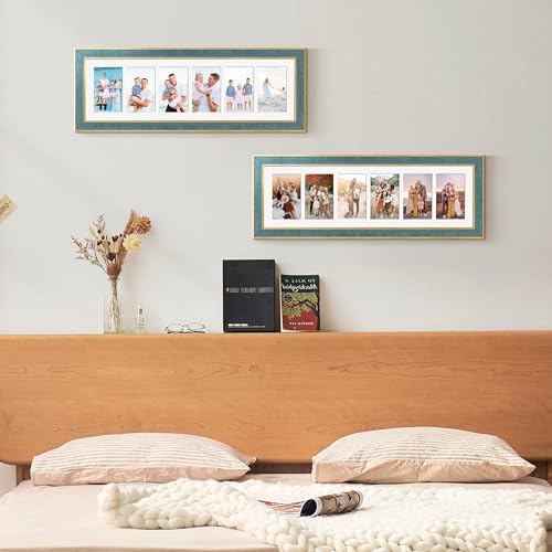 Suede 8x26 Picture Frame Display 6 Opening 4x6 Picture Frames Collage Wall Decor with Mat,Multi Photo Frame for Plexiglass,Wall Decor,1Pack,Blue - Image 7