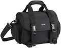 Amazon Basics Large DSLR Gadget Bag with Multiple Compartments, Pockets, Shoulder Strap, Black with Orange Interior by AmazonBasics