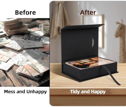 4x6 Photo Storage Box with Window, Linen Black - Image 4