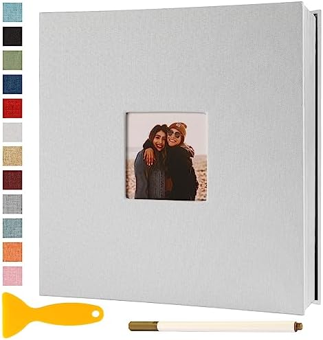 Photo Album Self Adhesive Pages Scrapbook 11x10.6 White 60 Pages by Semfalbuums