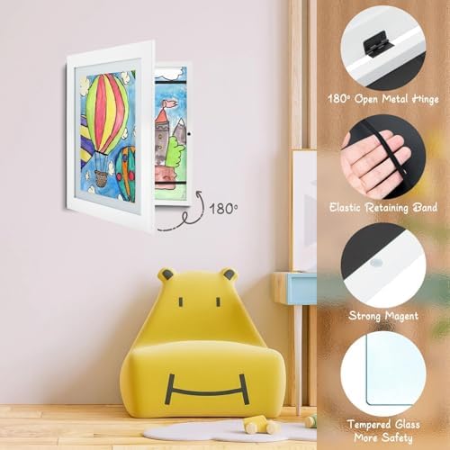 4 Pack 10x12.5 Front-Opening Kids Artwork Frames Changeable (White) - Image 6