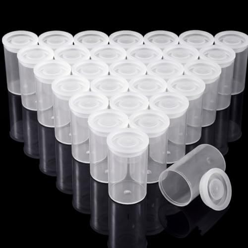 JOVITEC Clear 20 Pack Film Canisters with Caps, 35 mm Empty Camera Reel Storage Containers Case with Lids, Films Developing Processing Tube for Storing Films, Small Accessories by Jovitec