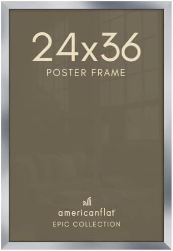 Americanflat 24x36 Poster Frame - Silver Engineered Wood with Polished Plexiglass - Wide Picture Frame for Vertical or Horizontal Wall Display - Epic Collection - Silver by Americanflat