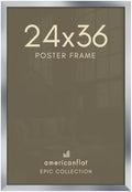 Americanflat 24x36 Poster Frame - Silver Engineered Wood with Polished Plexiglass - Wide Picture Frame for Vertical or Horizontal Wall Display - Epic Collection - Silver by Americanflat