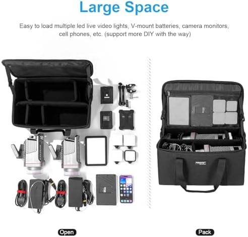 FOMITO AB-20B Foldable Camera Bag for DSLR/Gimbal/Drone 13.78 * 8.27 * 8 inch Shockproof Case Foam Compartments & Carry Handle (Medium) - Image 2