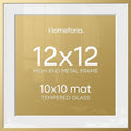 Homeforia 12x12 Gold Picture Frame, High-End Metal, 10x10 Mat, Glass by Homeforia