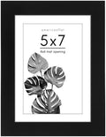 Americanflat 5x7 Picture Frame with Shatter-Resistant Glass - Set of 2 - Use as 4x6 Frame with Mat or Display 5x7 Photo Without Mat - Signature Collection - Picture Frames for Tabletop or Wall - Black by Americanflat
