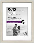 Americanflat 9x12 Picture Frame with Shatter-Resistant Glass - Use as 6x8 Frame with Mat or Display 9x12 Photo Without Mat - Signature Collection - Picture Frames for Tabletop and Wall - Light Wood by Americanflat