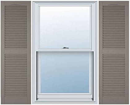 Ekena Millwork Lifetime Vinyl LL1S14X05500CL Standard Cathedral Top Center Mullion, Open Louver Vinyl Shutters, w/Installation Shutter-Lok's & Matching Screws (Per Pair), 14 1/2"W x 55"H, Clay by EkenaMillwork