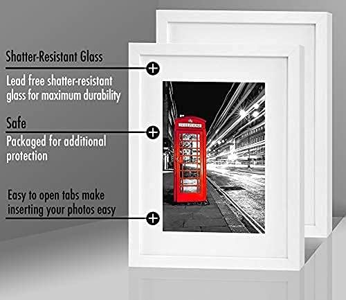 Americanflat 11x14 Picture Frame with Shatter-Resistant Glass - Set of 2 - Use as 8x10 Frame with Mat or Display 11x14 Photo Without Mat - Signature Collection - Picture Frames for Wall - White - Image 4