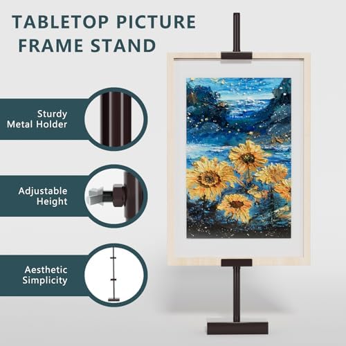 31.5"H Adjustable Tabletop Picture Frame Stand, Tabletop Easel Stand, Brown - Image 6