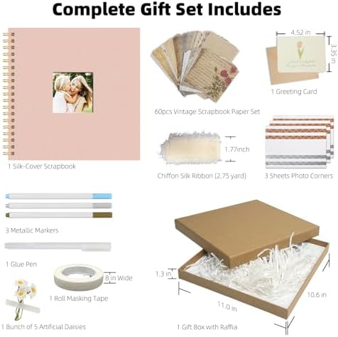Vienrose Scrapbook Album Gift Set, 10x10 Inch, 40 White Pages, Pink - Image 5