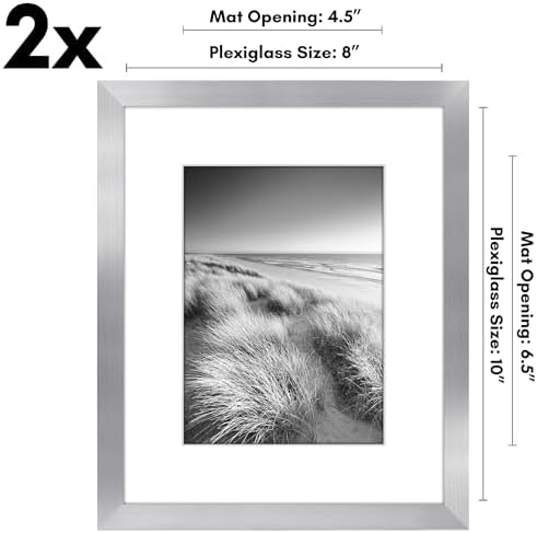 Americanflat 8x10 Picture Frame 2-Pack - Matted to 5x7 - Silver - Image 2