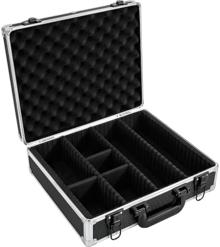 Aluminum Storage Case with Adjustable Dividers, Multi-Function Lockable Storage Carrying Case for Graded Card, Barber Tools, Makeup Tools, etc (Large) ﻿ by ITHWIU