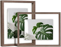 Egofine 8x10 Floating Frames Set of 2, Double Plexiglass Picture Frame, Made of Solid Wood Display Any Size Photo up to 8x10, Wall Mount or Tabletop Standing, Brown by Egofine