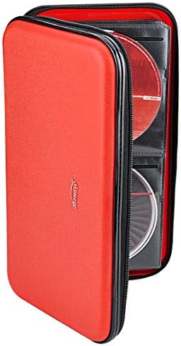 CD DVD Case, 72 Capacity Heavy Duty Wallet, DVD CD Case Holder for Car, Hard Shell Sturdy case, CD Disk Holder, DVD disc Binder, Booklet, Protective Blu-ray Wallet (72 Capacity,Red) - Image 6