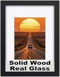 RPJC 9x12 Solid Wood Picture Frame Real Glass Cover Black by RPJC