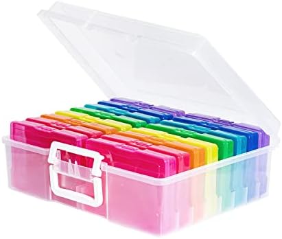 4" x 6" Photo Storage Case with Handle, 16 Inner Photo Organizer Keeper, Extra Large Storage Picture Boxes, Seed Storage, Transparent Craft Keeper (Multicolor-16 Pack Inner Box) by Naivees
