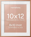 Homeforia 10x12 Rose Picture Frame, High-End Metal, 8x10 Mat, Glass by Homeforia