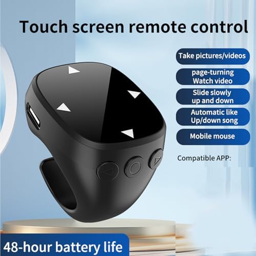 Tangxi Phone Scrolling Ring Remote Control, Wireless Page Turner for Phone Tablet Camera, Bluetooth 5.3 Air Finger Ring Mouse with a Touchpad (Black) - Image 3
