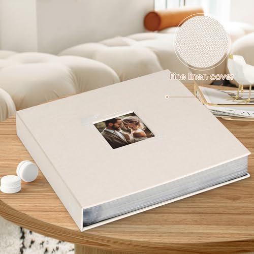 Lanpn 2 Packs Scrapbook Photo Album 12x12, Linen Window Design Cover Top Load 3 Ring Folder Binder Photo Book Photobook 12 x 12 inch with 30 Plastic Sleeves 60 Pages (Beige) - Image 3