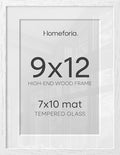 Homeforia 9x12 White Oak Picture Frame, High-End Wood, 7x10 Mat, Glass by Homeforia