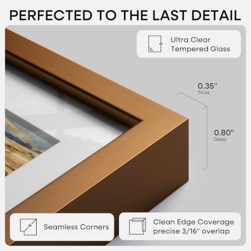 Homeforia 8x10 Bronze Picture Frame, High-End Metal, 5x7 Mat, Glass - Image 6