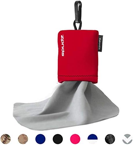 SPUDZ Classic Microfiber Lens Cleaner – Clip-On Pouch, Washable – for Binoculars, Scopes, Glasses, Screens | Classic | Red, 10 x 10 Inch - Image 2