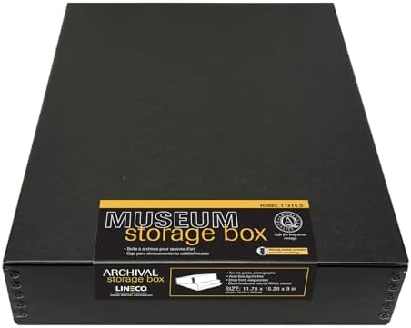 Lineco Museum Archival Storage Box, Drop Front, 11.75x15.25x3 in, Black by Lineco