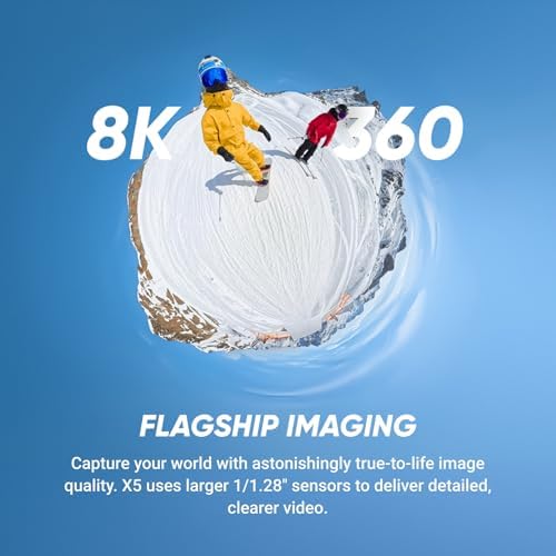 Insta360 X5 Snowboard Bundle - Waterproof 8K 360° Action Camera, Invisible Selfie Stick Effect, Leading Low Light, Rugged & Replaceable Lens, 3-Hour Battery, Clear Audio, Stabilization - Image 2