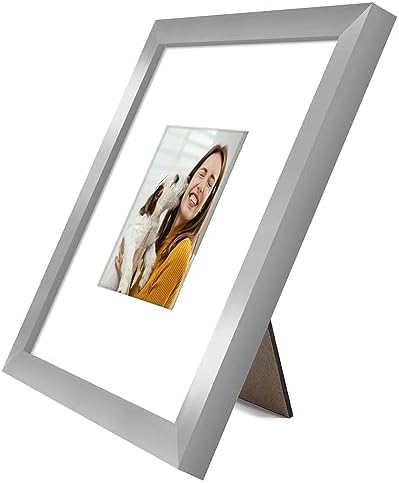 Americanflat 8x8 Picture Frame - Matted to 4x4 - Engineered Wood - Silver - Image 6