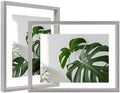 Egofine 8.5x11 Floating Frames Set of 2, Double Plexiglass Picture Frame, Made of Solid Wood Display Any Size Photo up to 8.5x11, Wall Mount or Tabletop Standing, Light Grey by Egofine
