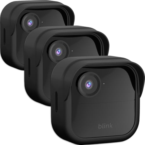 Silicone Skin Case/Cover for Blink Outdoor 4 (4th Gen)/2K+ - Weatherproof Silicone Case with Brim for Full Camera Protection, Blink Outdoor 4/2K Smart Security Camera Accessories (Black, 3 Pack) by PUUUCI