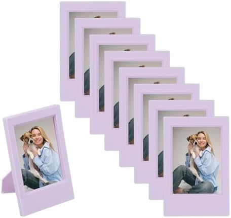 uxcell 8pcs Mini Picture Frames, 2.4 x 3.6 Inch Rectangular Film Photo Frame, Small Instant Film Photo Frame Holder for Tabletop Picture Display, Purple by uxcell