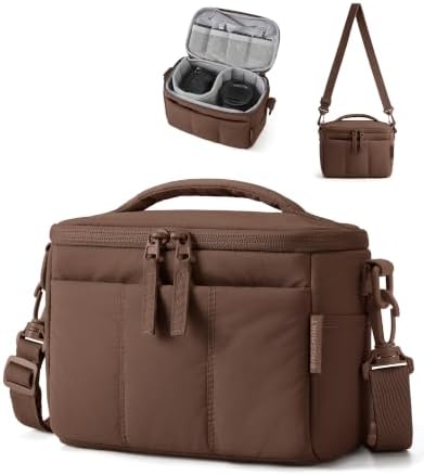 BAGSMART 2 in 1 Quilted Camera Sling Bag for Mirrorless, Coffee Brown by BAGSMART
