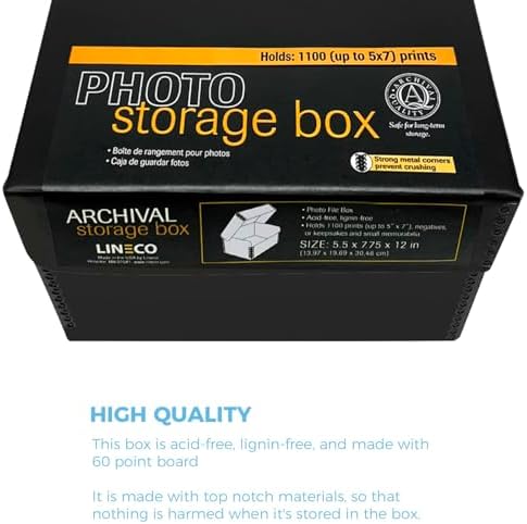 Lineco, Black Archival Hinged Lid Photo Box 5.5"x7.75"x12", Acid-Free - Image 3