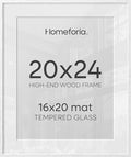 Homeforia 20x24 White Oak Picture Frame, High-End Wood, 16x20 Mat, Glass by Homeforia