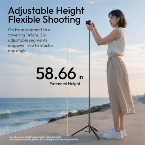 ULANZI MT44 Auto Open Phone Tripod, 59" Extendable Selfie Stick for iPhone - Image 6