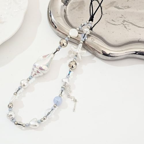 Cute Beaded Camera Wrist Strap for Phone, Digital Camera Charm Lanyard, Pearl Beaded Chain for Bag Keychain Gift - Image 2