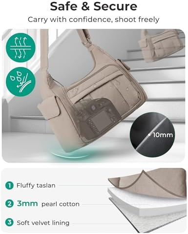 BAGSMART 2 in 1 Puffy Camera Bag for Photographer Everyday Shoulder Bag - Image 4