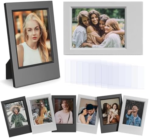 2x3 Photo Frames for Instax Mini EVO 13 12 Liplay SE Link 3 Camera Film, 3-inch Small Picture Frame for Mini 11 40 41 90 99 7+ Photo with Clear Protective Film (8-Packs Balck&Grey) by HIYQIN
