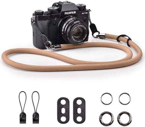 VOVMOEYA Nylon Braided Camera Rope Strap, Camera Neck Shoulder Strap with O-Ring for DSLR & Mirrorless Camera - Khaki by VOVMOEYA