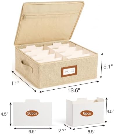 Photo Storage Box, 2000 4x6 Photo Organizer with 8 Dividers, Khaki - Image 4