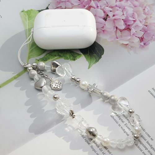Beaded Camera Wrist Strap,Cute Phone Charm Decor,Pearl Bracelet Wrist Strap - Image 5