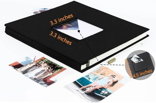 Photo Album Self Adhesive Pages Scrapbook, 11x10.6 Black 40 Pages - Image 6