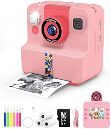 Kids Instant Print Camera, Selfie Camera Gift for Girls Boys 3-12, Pink by Nreonrick
